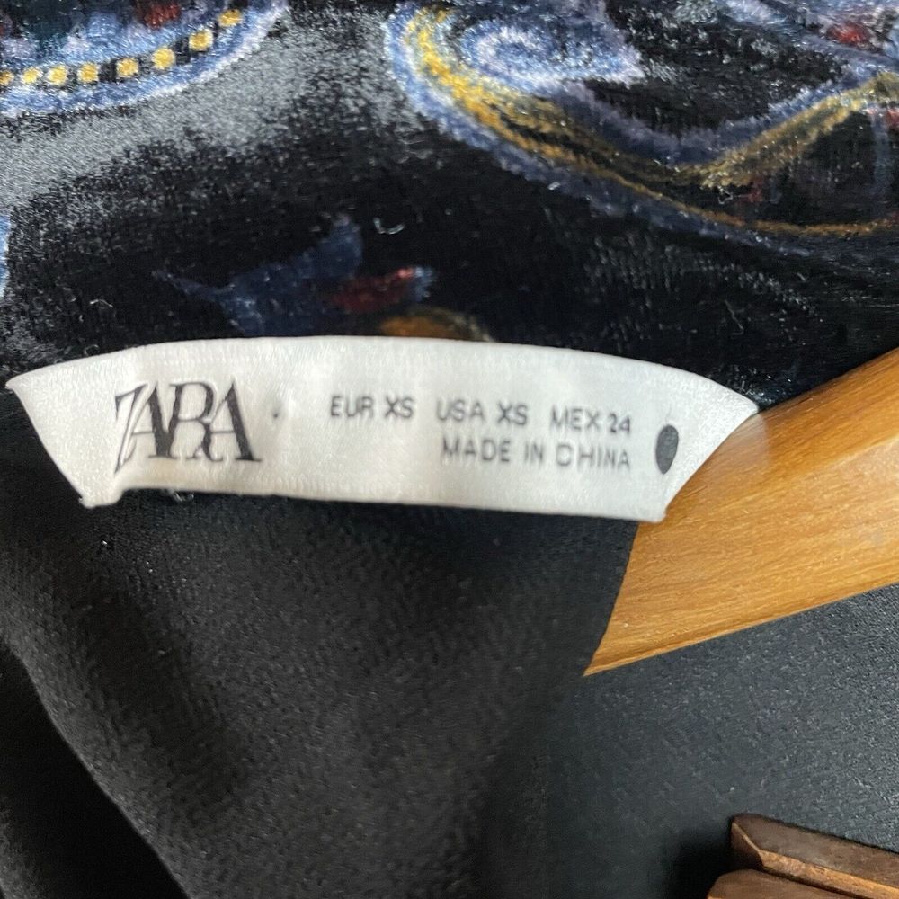 Zara Black Velvet Paisley Mini Dress - Picture 6 of 6